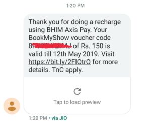 (Proof Added) Bhim Axis Pay - Get Rs.150 BMS Voucher on Your First Recharge Through BHIM Axis Pay
