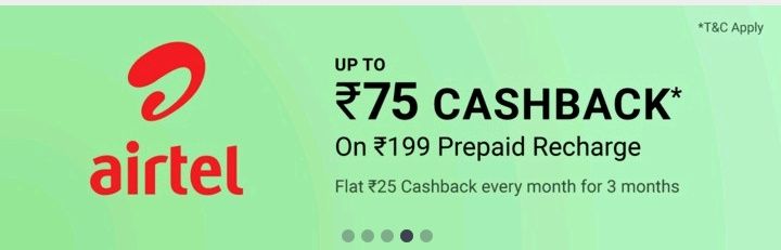 Phonepe Offer - Get Rs.75 Cashback On Airtel Recharge Of Rs.199 More (All Uses)