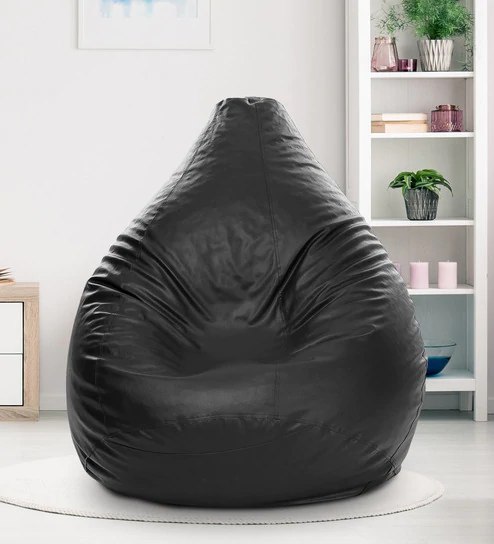 Classic XXXL Bean Bag with Beans in Black Colour by Style HomeZ @628 (MRP 2,990)