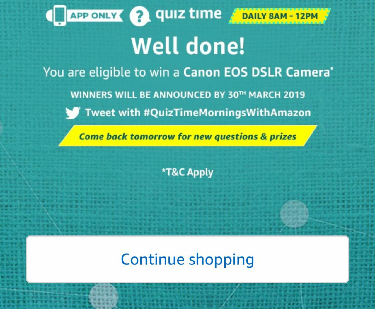Amazon Quiz Time Daily - Today Answer of Amazon Quiz 23 February 2019