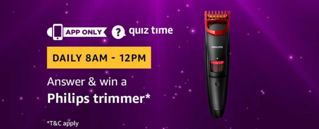 (Answer Added) Amazon Quiz Time Daily - Today Amazon Quiz Answers (26 March) & Win a Philips Trimmer