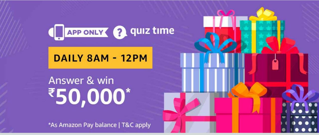 (Answers Added) Amazon Quiz Time Daily - Today Amazon Quiz Answers Of Rs.50,000 Amazon Pay Balance