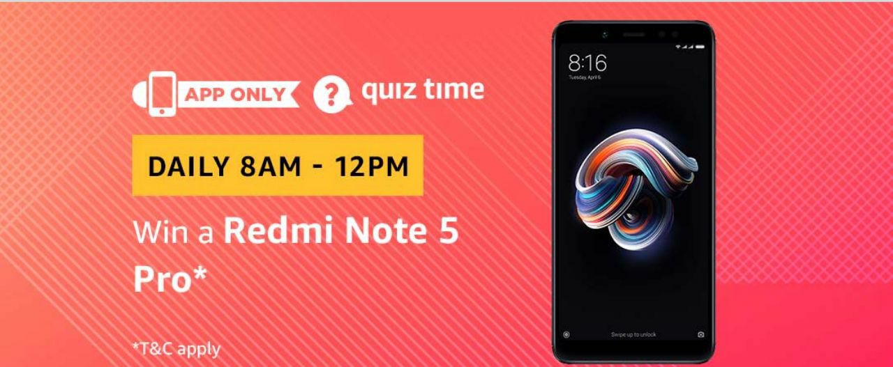(Answer Added) Amazon Quiz Time Daily - Today Amazon Quiz Answers Of Redmi Note 5 pro