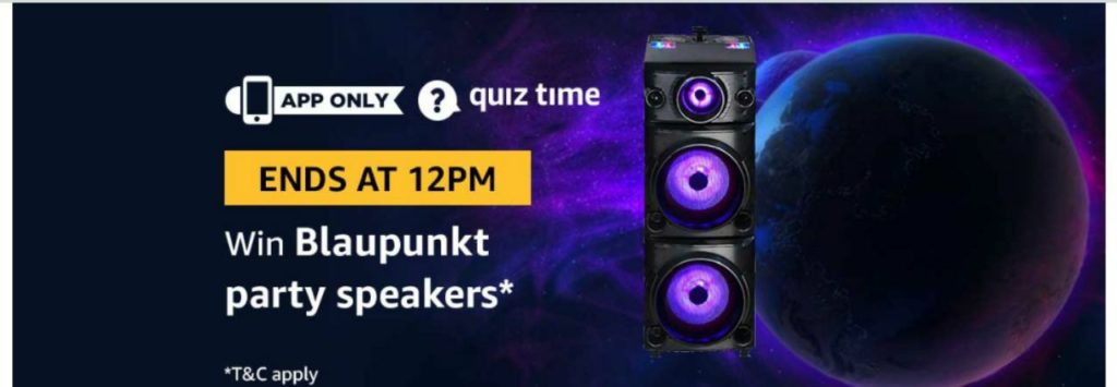 (Answer Added) Today Amazon Quiz Answers (11 April) & Win Blaupunkt Party Speakers