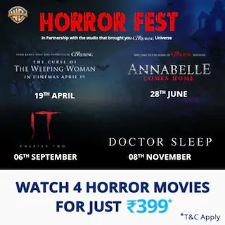 Paytm Movie offer - Watch 4 Horror Movies For Just Rs.399