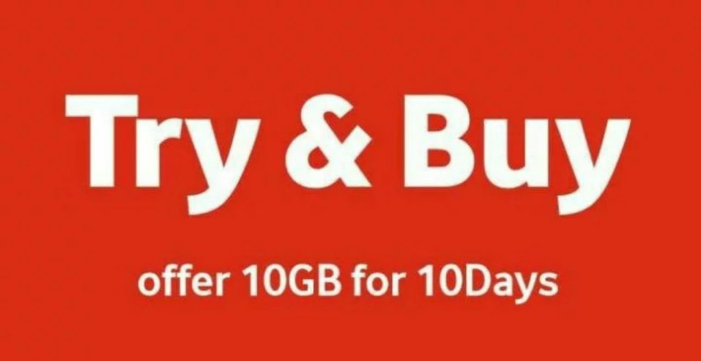 Vodafone Try & Buy Offer - Get Free 10GB Data For 10 Days (User Specific)