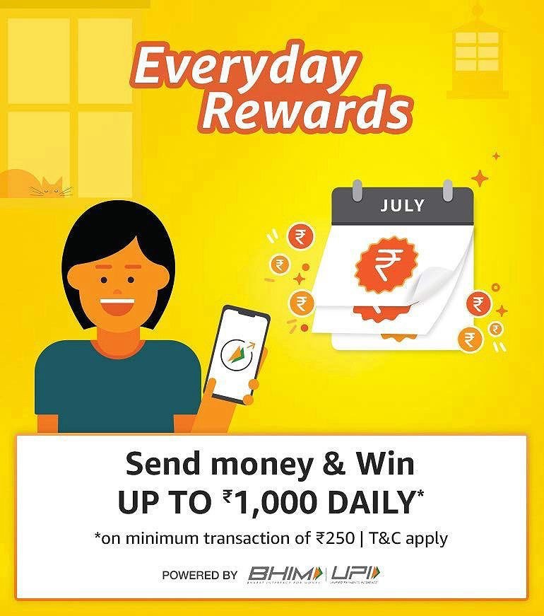 Amazon Everyday Reward - Send Money & Win Upto Rs.1000 Daily For All Users (Prime -Non Prime)