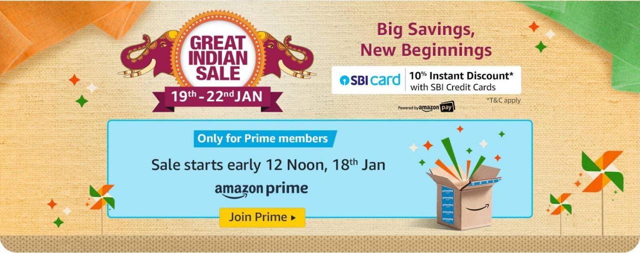 Amazon Great Indian Sale (19th - 22nd Jan) - Best Offers + Big Savings | Product Upto 80% OFF
