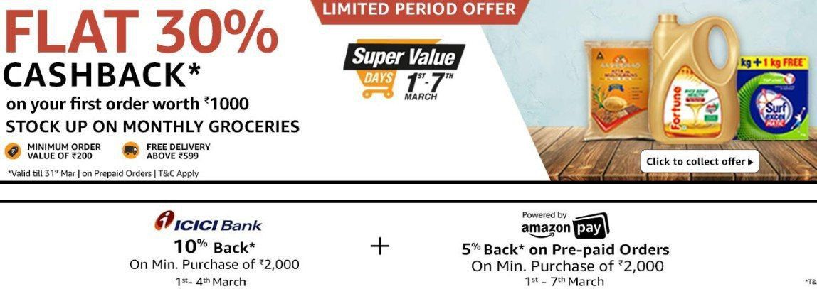 Amazon Pantry Loot - Buy Pantry Product Worth Rs.1,000 & Get Rs.300 Back