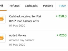 Amazon Add Money Offer - Add Rs.250 & Get Rs.50 Back (Account Specific)