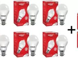Flipkart Deal: Eveready 10 W Round B22 LED Bulb (White, Pack of 6) @Rs.489