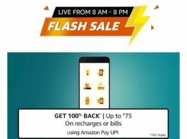 Amazon Free Recharge - Get 100% Cashback Upto Rs.75 on Recharge and Bill Payment (Selected Users)